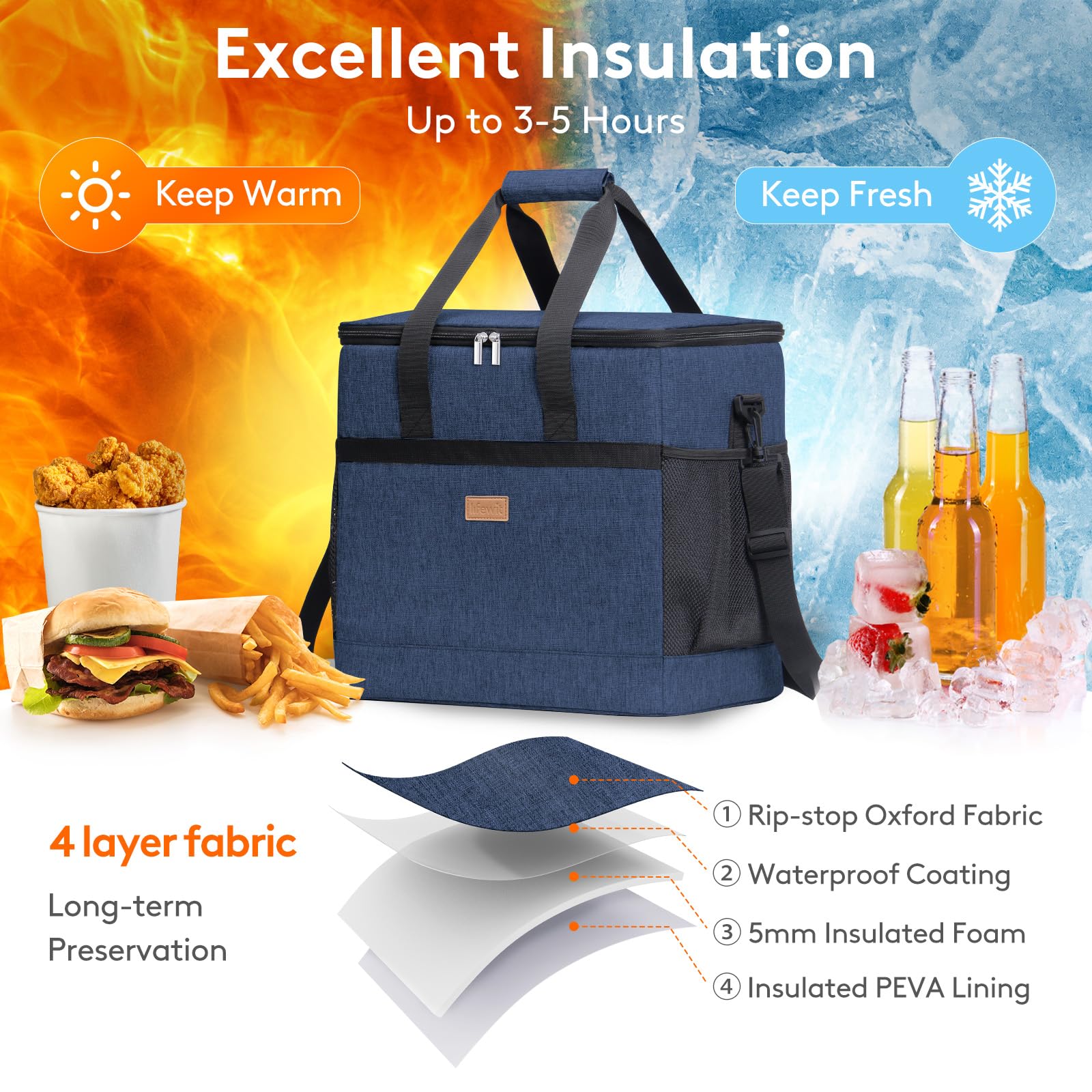 Lifewit Cooler Bag 60 Cans Collapsible And Insulated Large Lunch Bag Leakproof Soft Cooler Portable For Camping/Bbq/Family Outdo