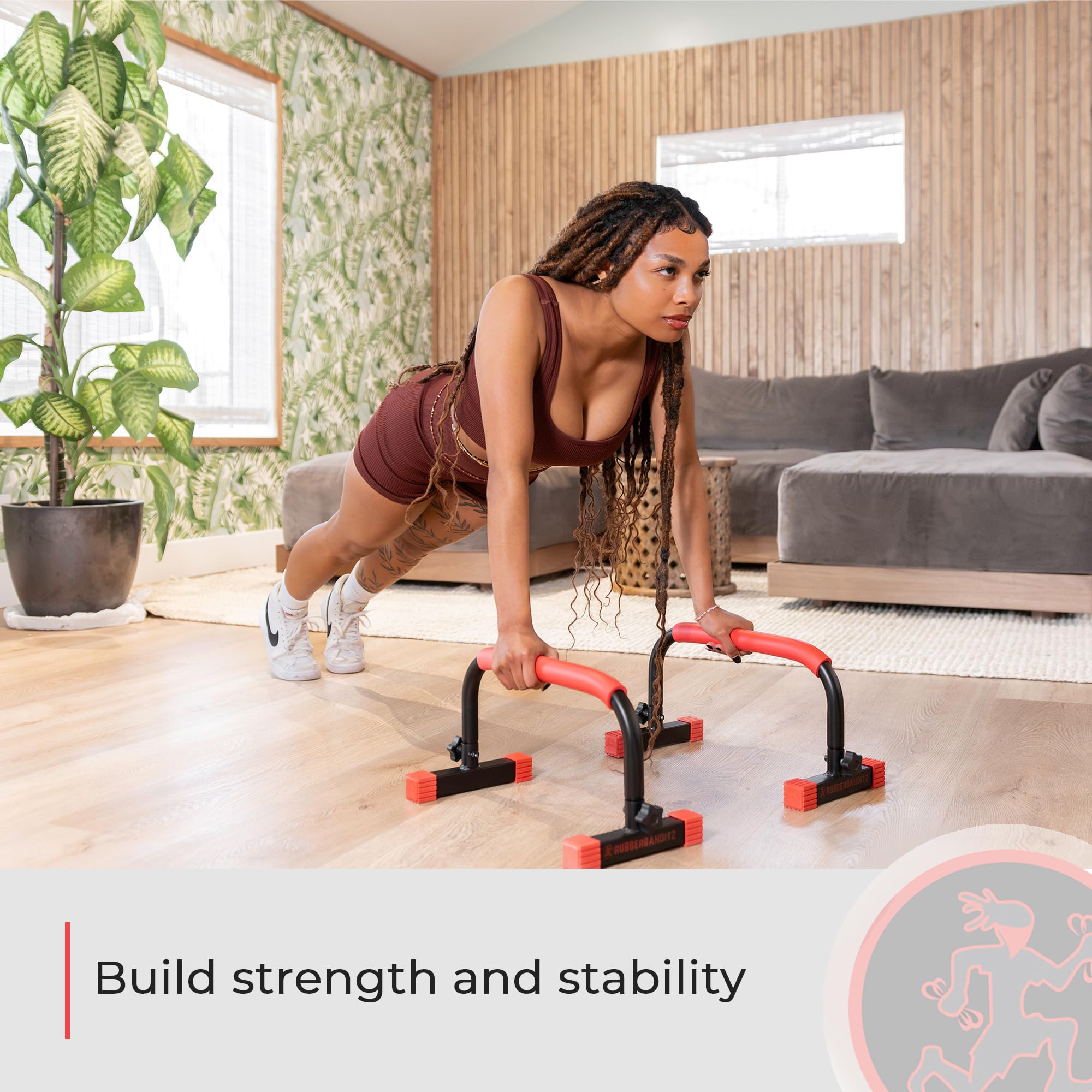 Rubberbanditz Calisthenics Parallel Bars At Home Workout Equipment Ideal For Push Ups, Dips, Handstands, Gymnastics
