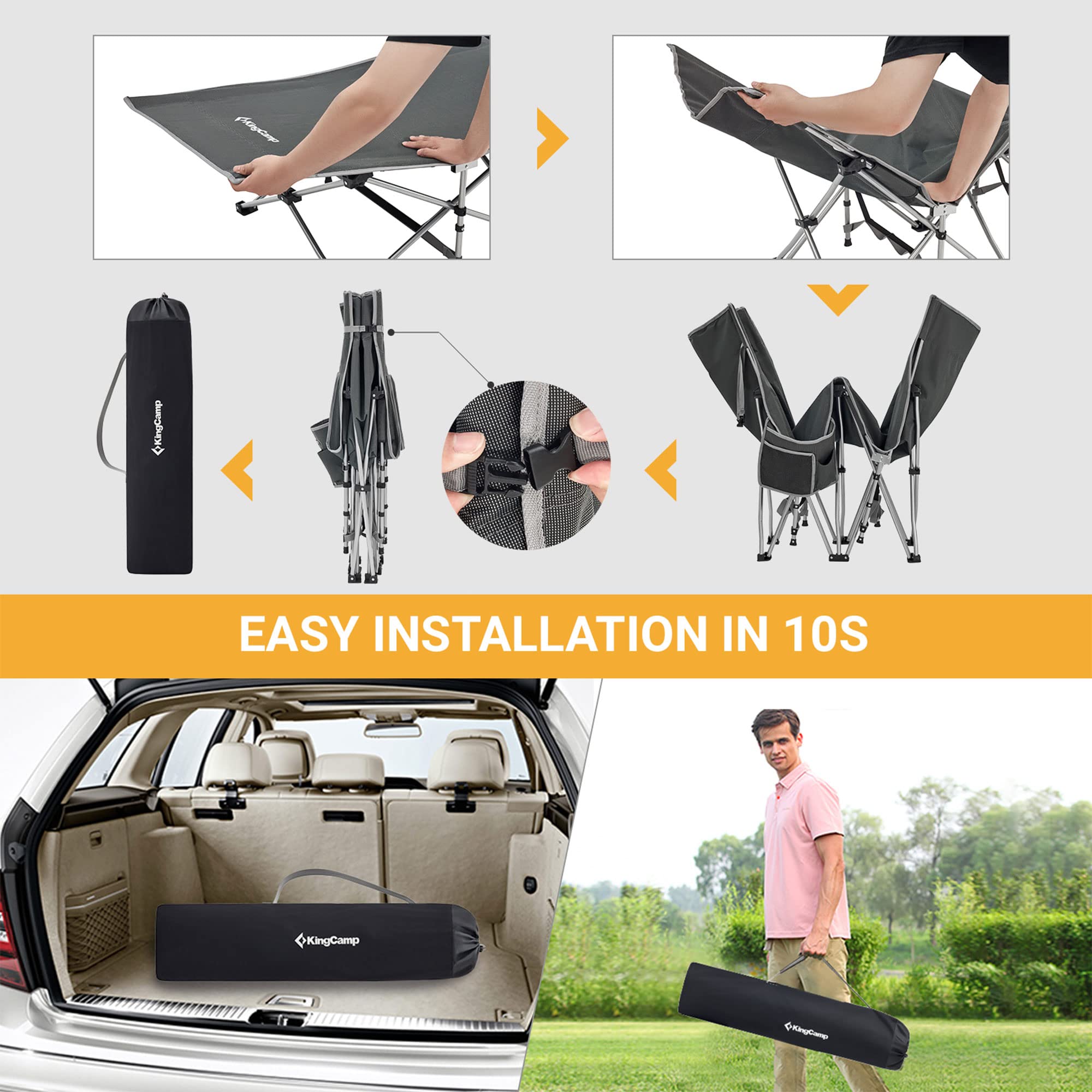 Kingcamp Camping Cot Heavy Duty Camping Cots For Adults Oversized Portable Folding Sleeping Cot For Travel Outdoors Vacation Hom