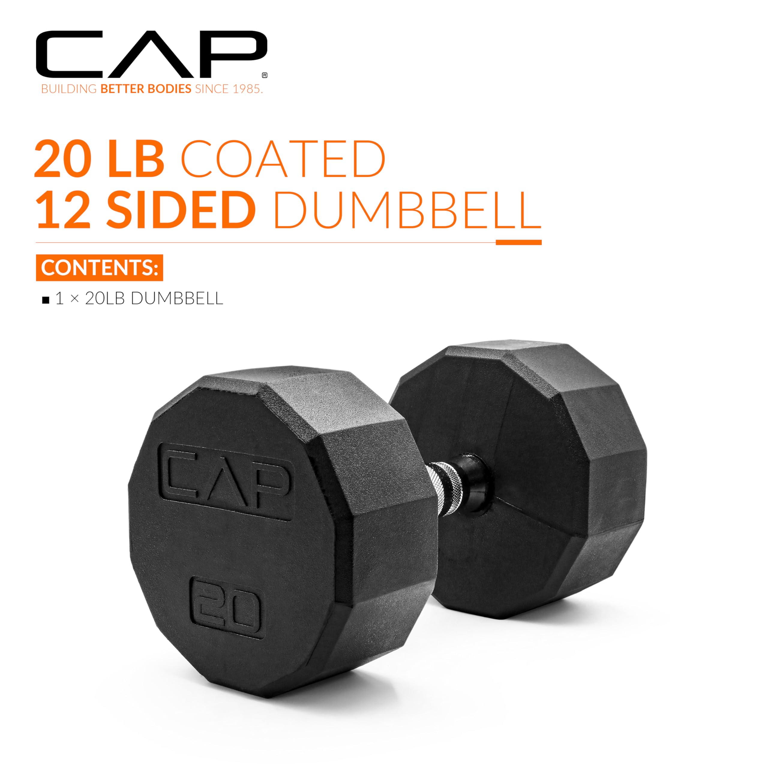 Cap Barbell 12-Sided Coated Dumbbell, 20 Lb