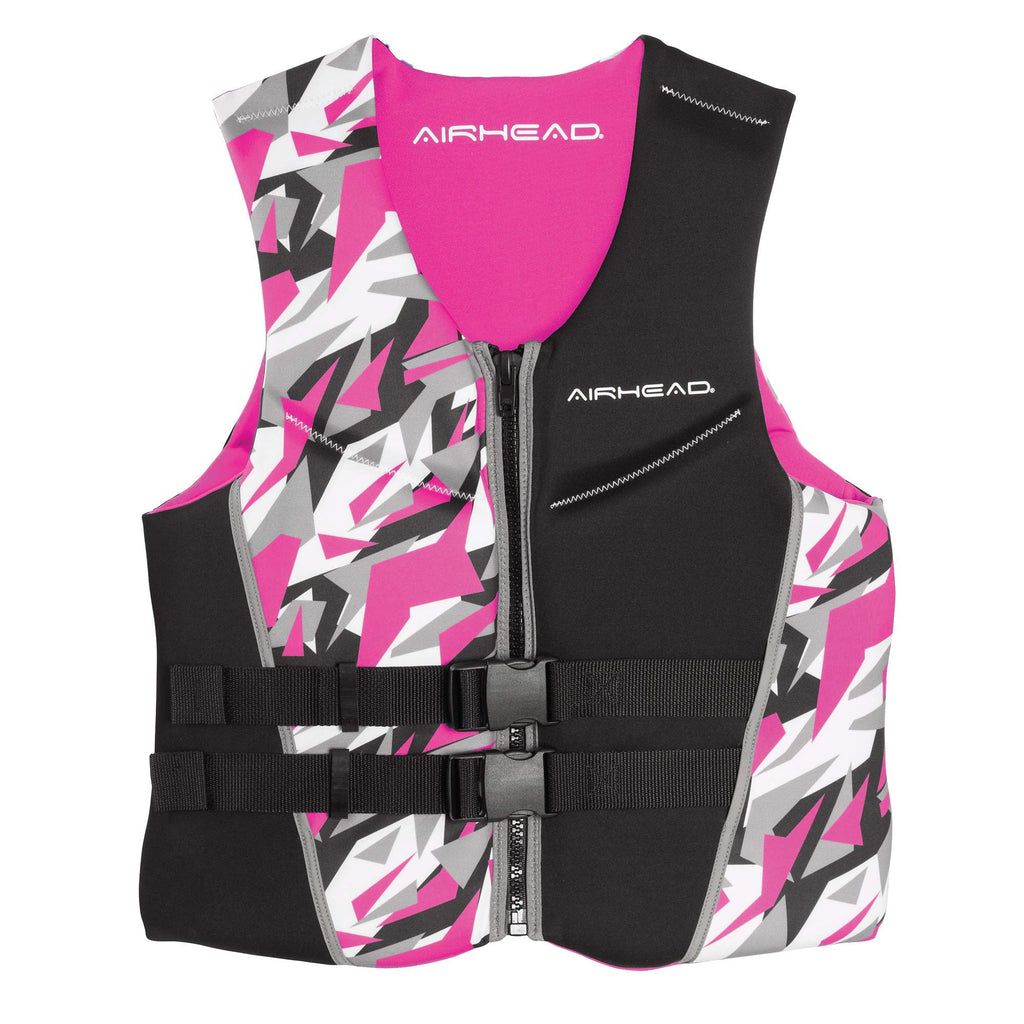 Airhead Womens Camo Cool Neolite Flex Kwik-Dry Life Jacket, Us Coast Guard Approved Pink Small