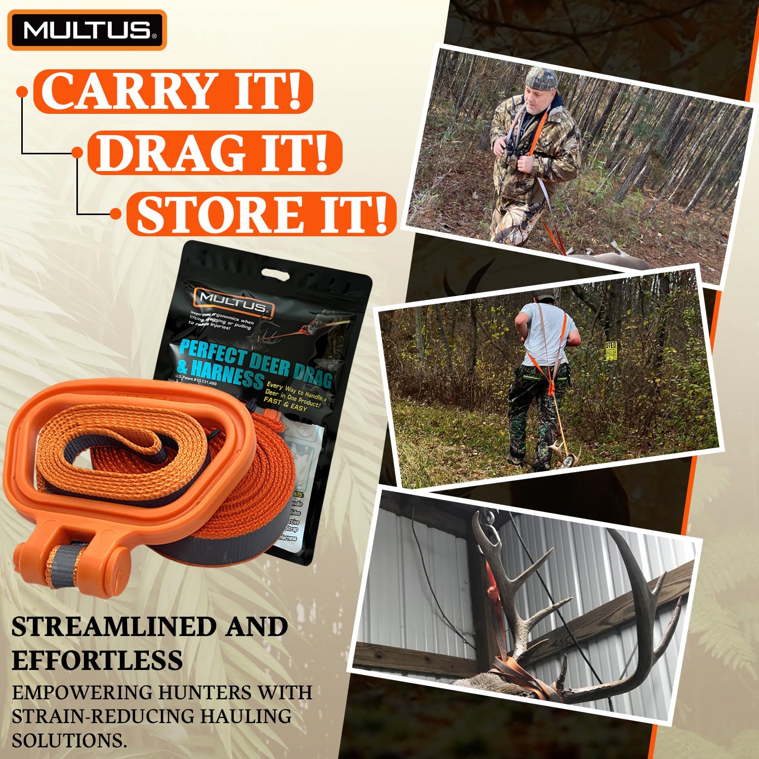 Multus: Perfect Deer Drag And Harness 2 Pack; Every Way To Drag A Deer In One Product Fast & Easy! Dual Harness Deer Drag With H