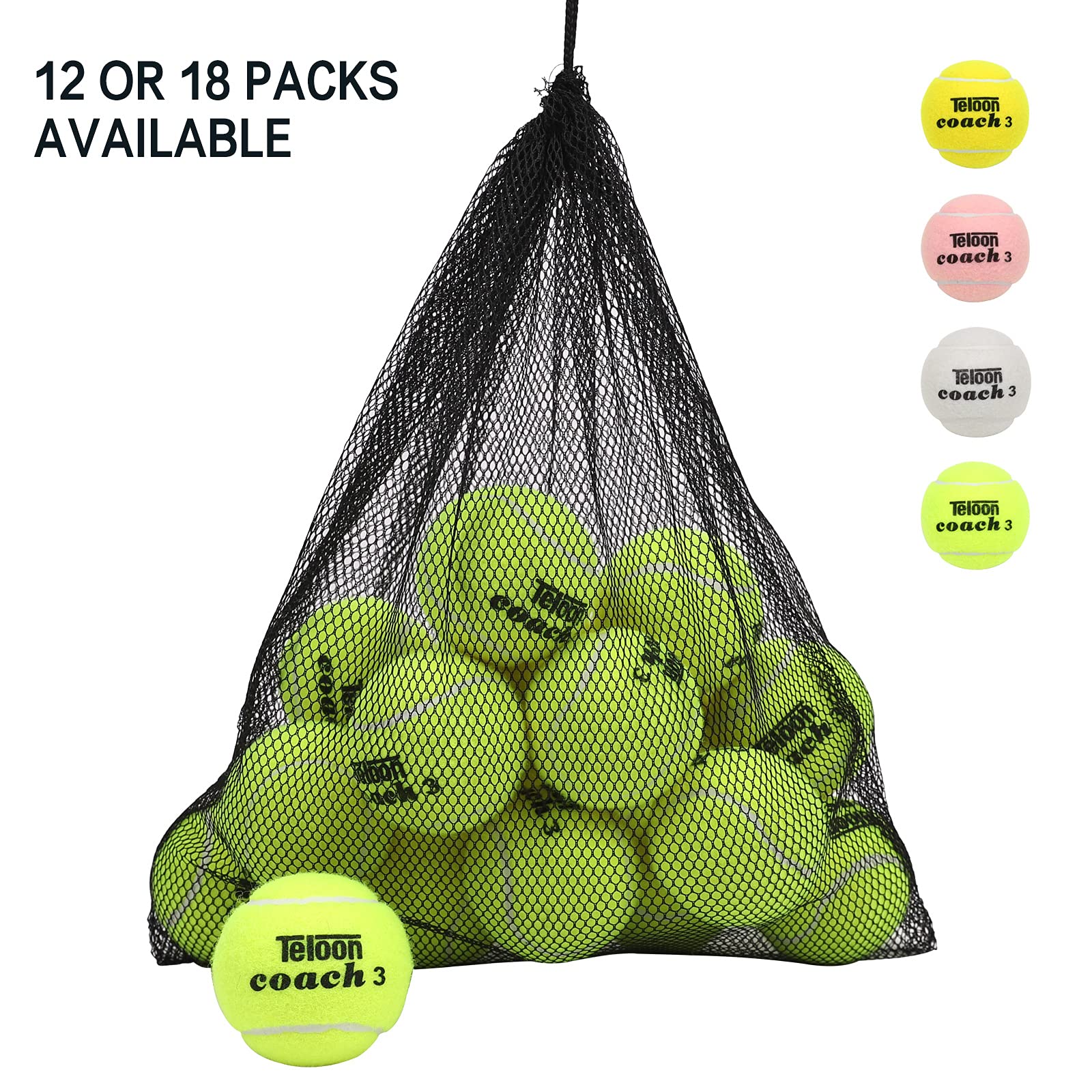Teloon Tennis Balls (Regular Color-18Pcs)