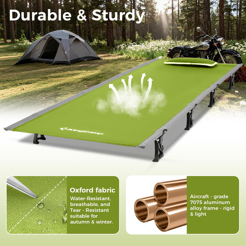Kingcamp Ultralight Compact Folding Camping Cot Bed, 4.9 Pounds (Green)