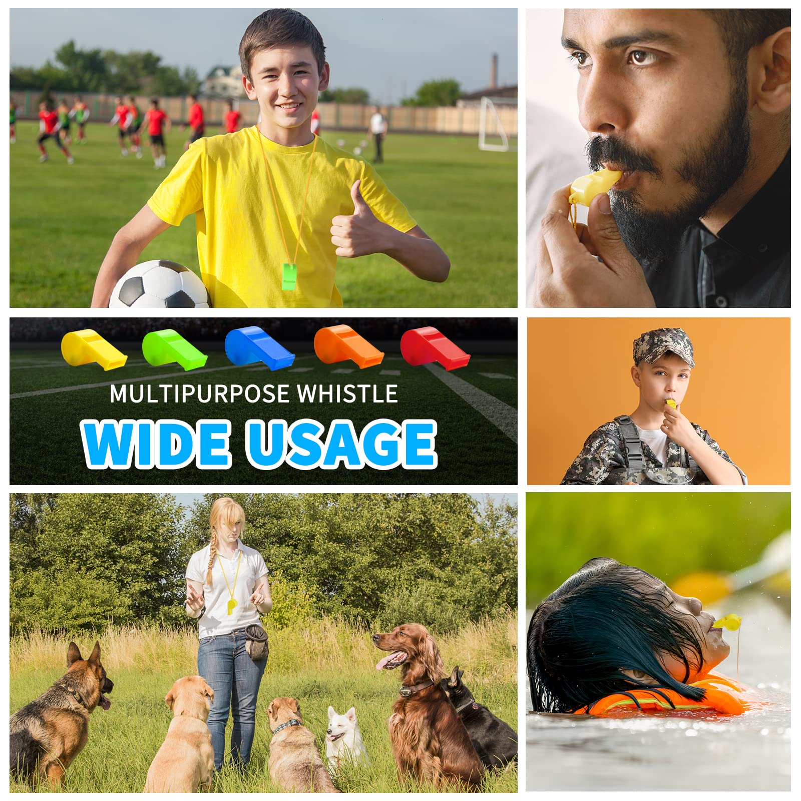 Wsyub Plastic Whistles, 24Pcs Sports Whistle Bulk With Lanyard, Loud Crisp Sound Whistle For Coaches Referees, Colorful Whistlet