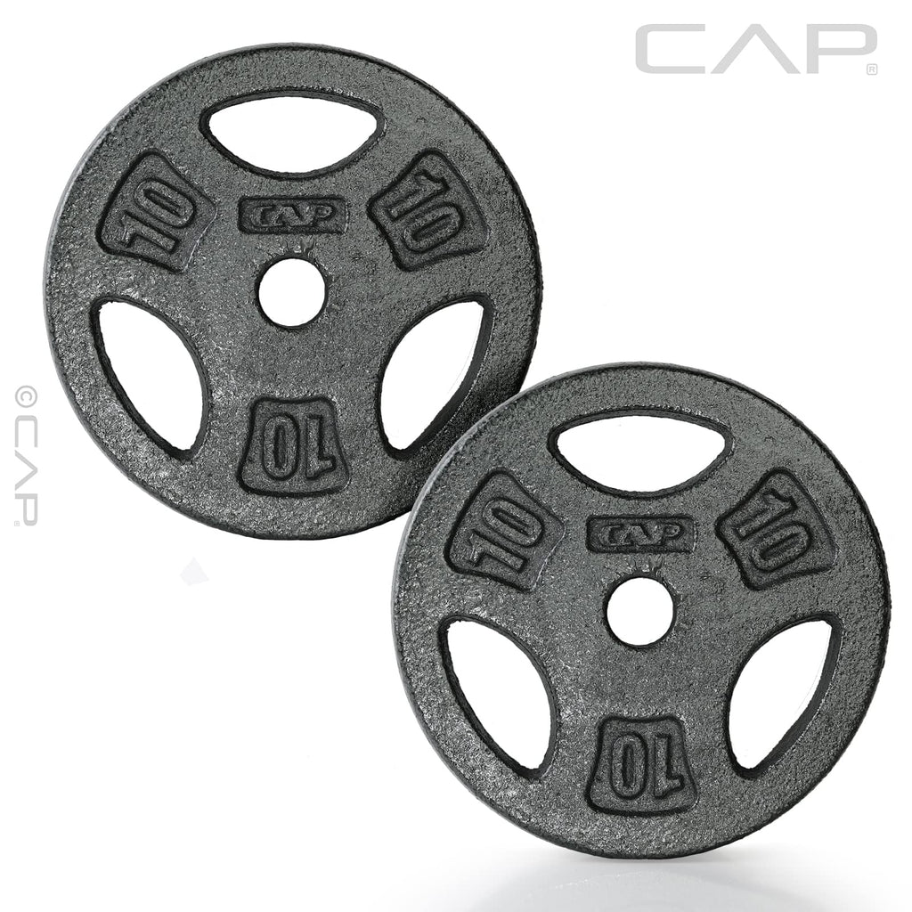 Cap Barbell Standard 1-Inch Grip Weight Plates 10 Lbs Black, Pack (X2)