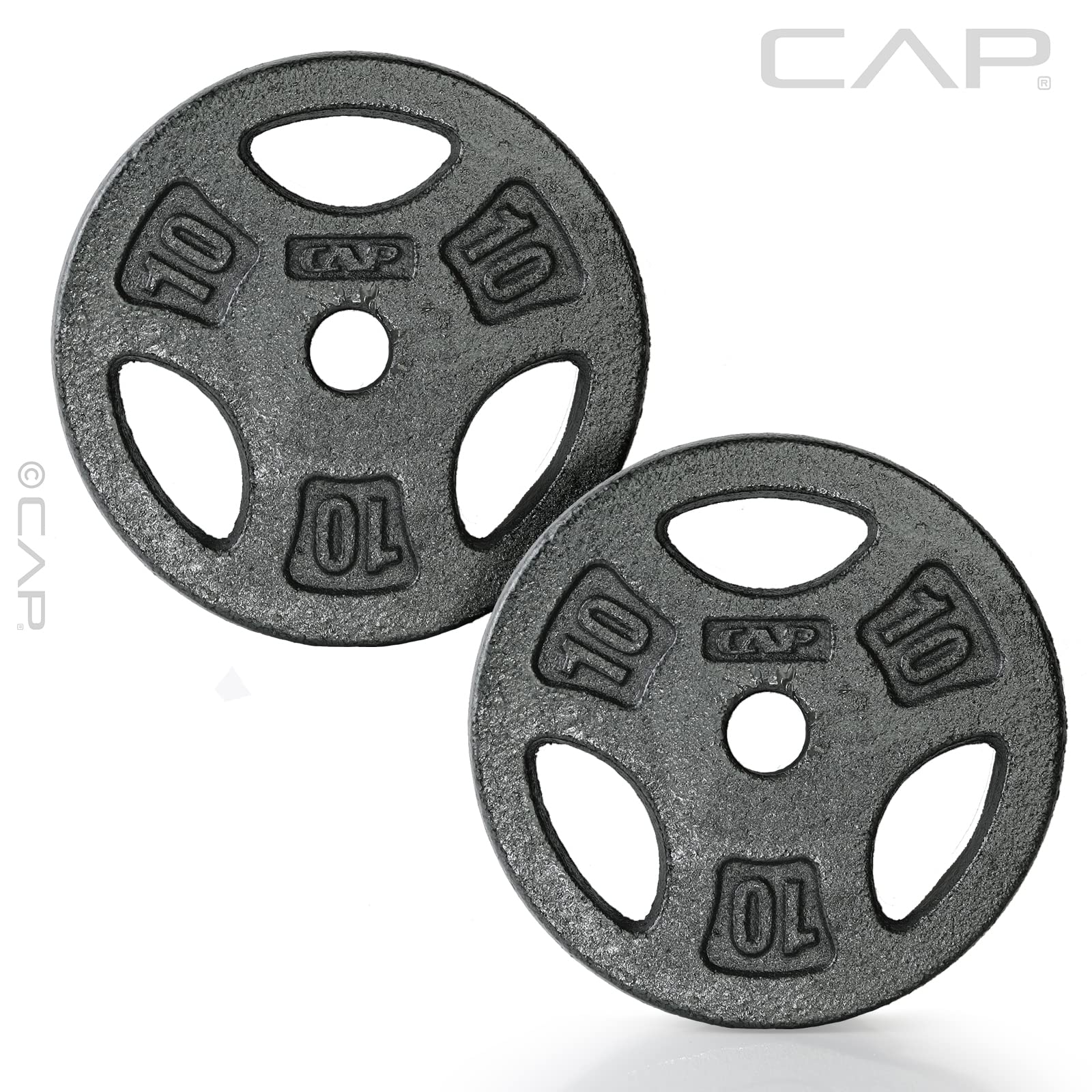 Cap Barbell Standard 1-Inch Grip Weight Plates 10 Lbs Black, Pack (X2)