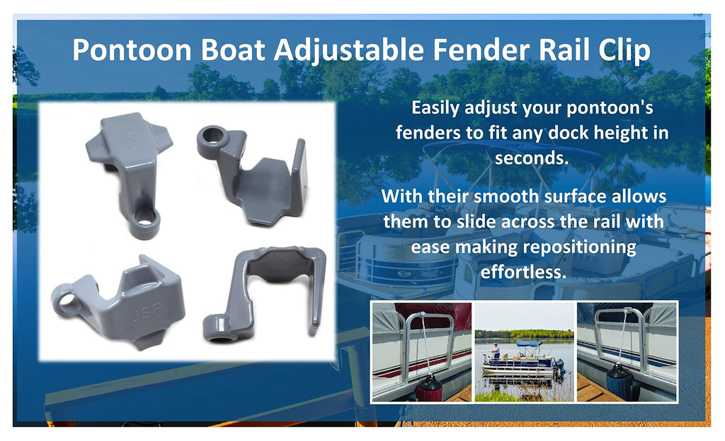 Jsp Manufacturing Black Plastic Pontoon Boat Square Rail Fender Adjuster Hanger Clip (4)