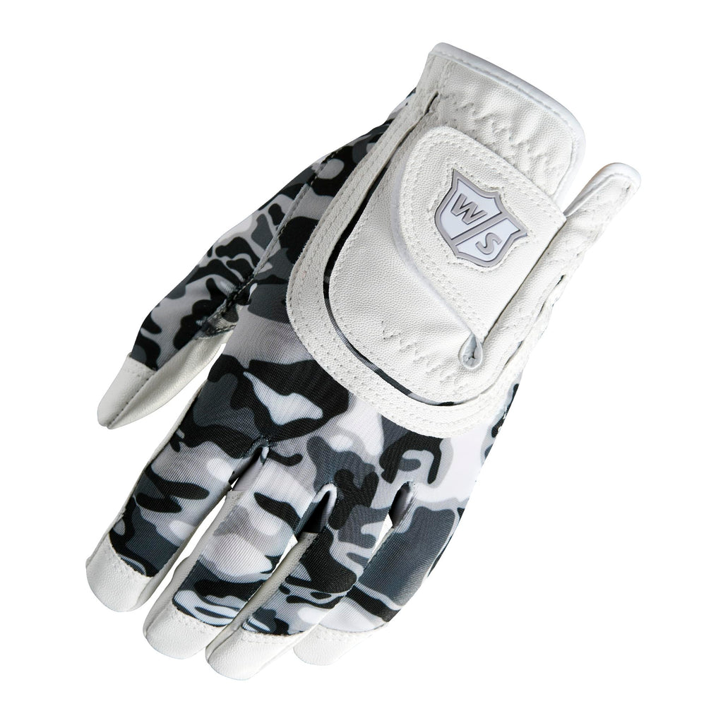 Wilson Junior Fit All Golf Glove - One Size, Left Hand, Black/White Camo