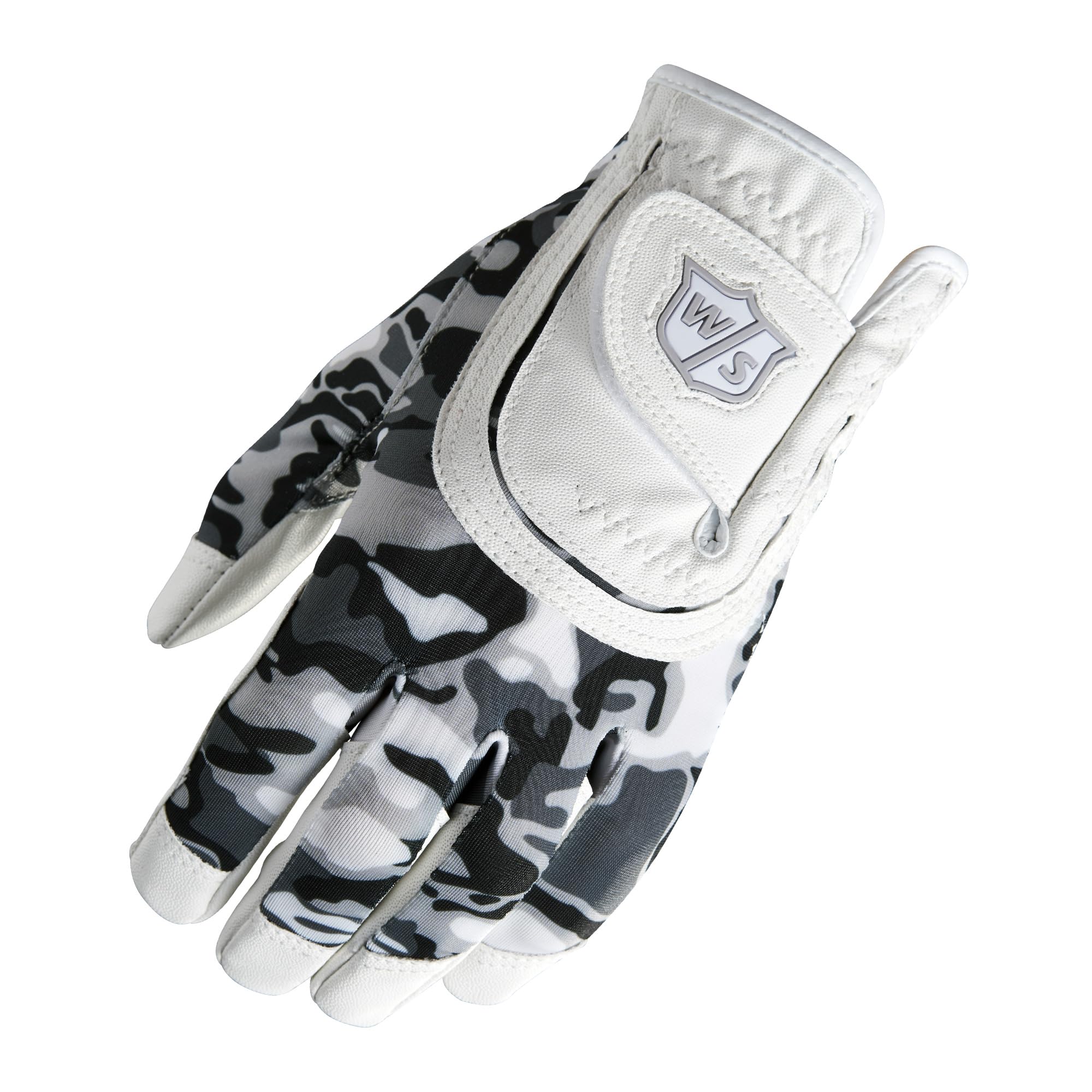 Wilson Junior Fit All Golf Glove - One Size, Left Hand, Black/White Camo