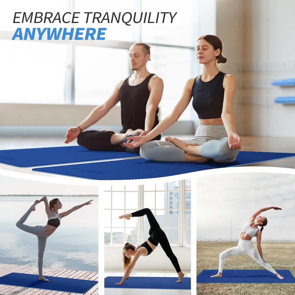 Cambivo Yoga Mat For Women Men Kids, 1/3 & 1/4 & 2/5 Inch Extra Thick Yoga Mat Non Slip, 72'' X 24'' Tpe Yoga Mats, Workout Mat