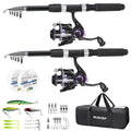 Ololyap Fishing Pole Combo 2Pcs Telescopic Fishing Rod And Aluminum Reel Combos With Carrier Bag Sea Saltwater Freshwater Fishin