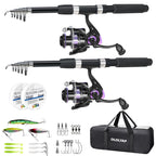Ololyap Fishing Pole Combo 2Pcs Telescopic Fishing Rod And Aluminum Reel Combos With Carrier Bag Sea Saltwater Freshwater Fishin