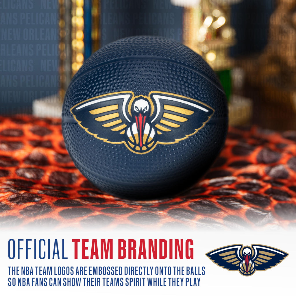 Franklin Sports Nba New Orleans Pelicans Mini Foam Basketball - Kids 5.5'' Inch Toy Basketball For Over The Door + Mini Indoor H