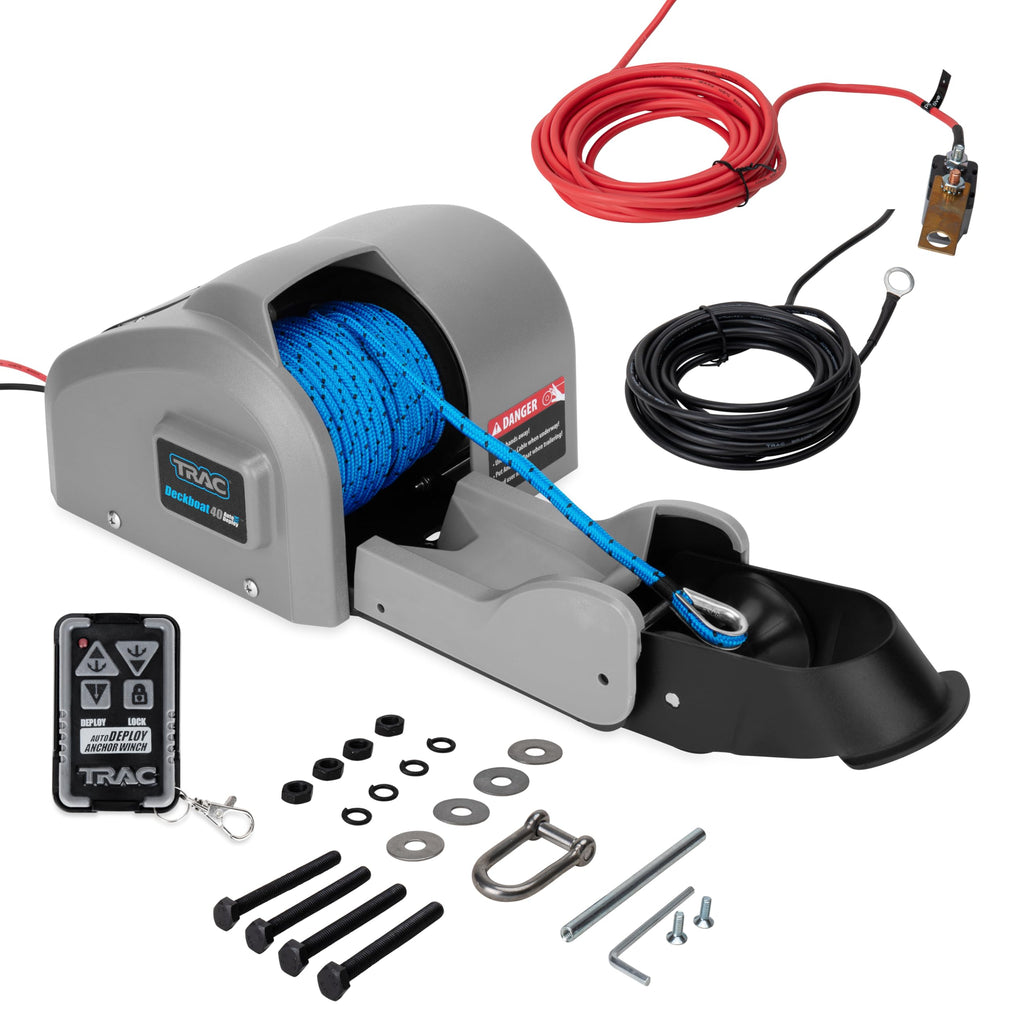 Trac Outdoors Deckboat 40 Autodeploy-G3 Electric Anchor Winch - Anchors Up To 40 Lb. - Includes 100-Feet Of Pre-Wound Anchor Rop