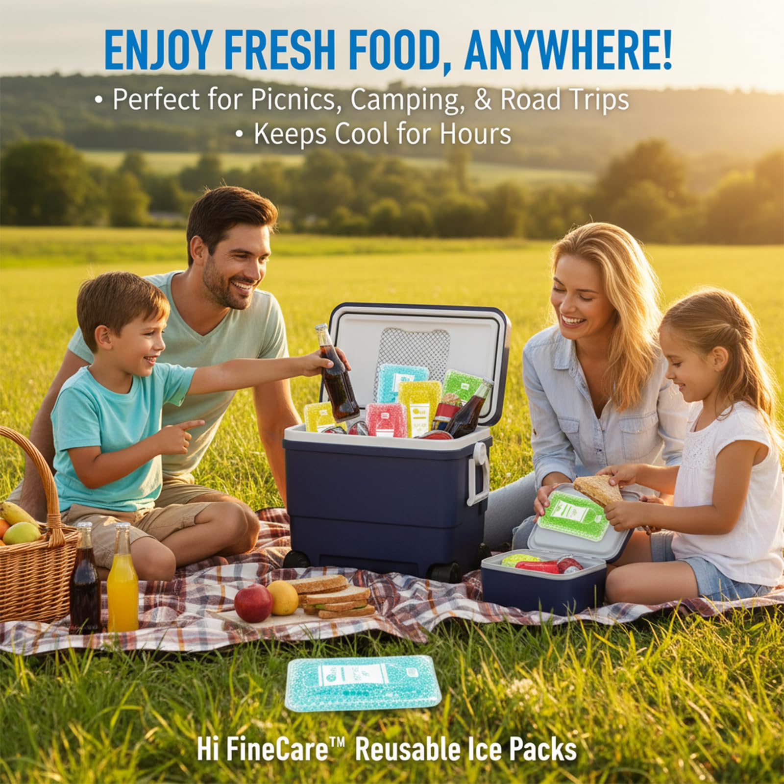 Reusable Ice Packs For Coolers - 5 Pack Freezable Gel Packs For Lunch Box, Camping, Picnic, Medical Cold Therapy - Leakproof & L