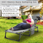Aboron 5 Positions Camping Cots For Adults,Outdoor Folding Sleeping Cot/Mat,Folding Chaise Lounge Chair With Pillow,Portable Rec