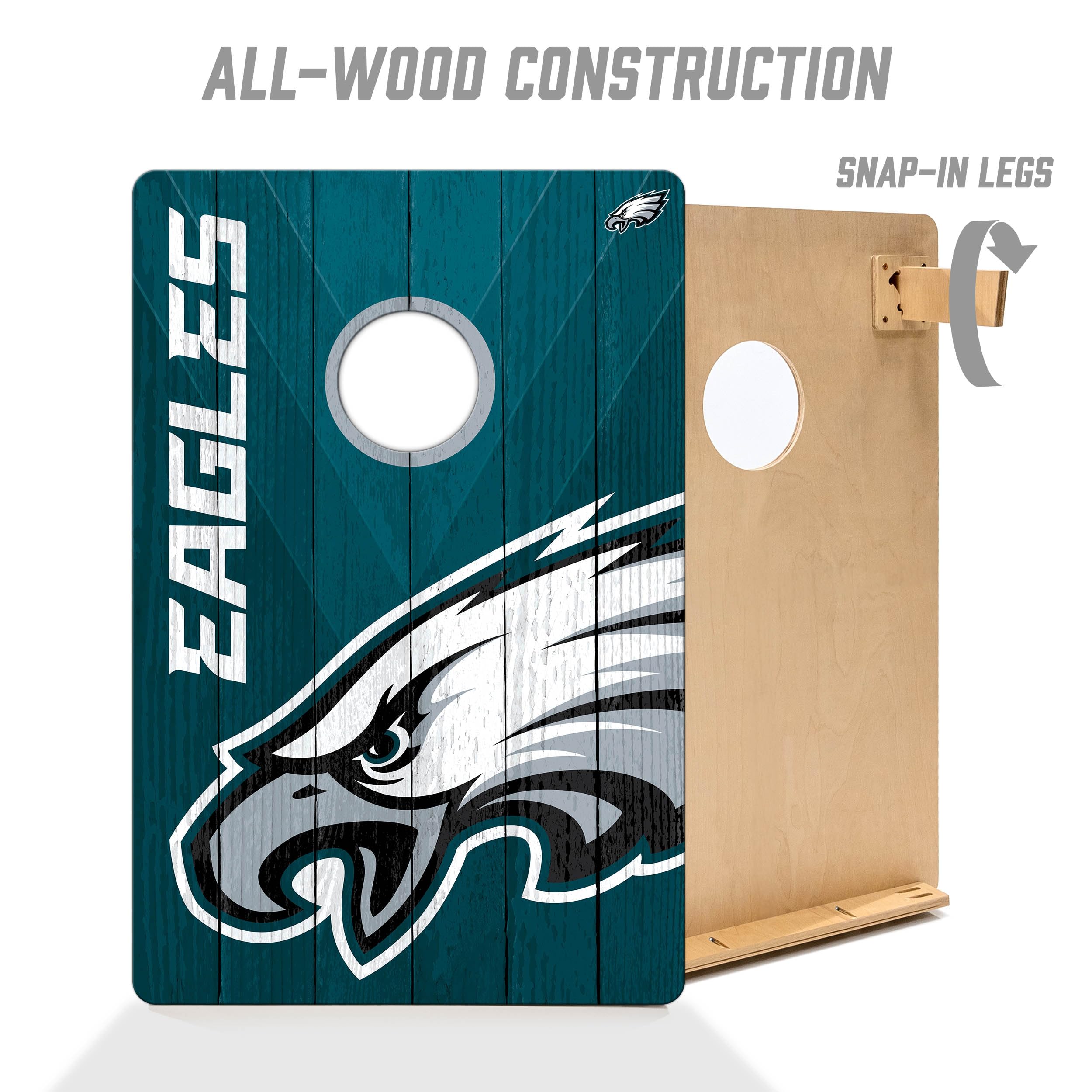YouTheFan NFL Philadelphia Eagles 2 x 3 Wood Cornhole Game with Logo Bags