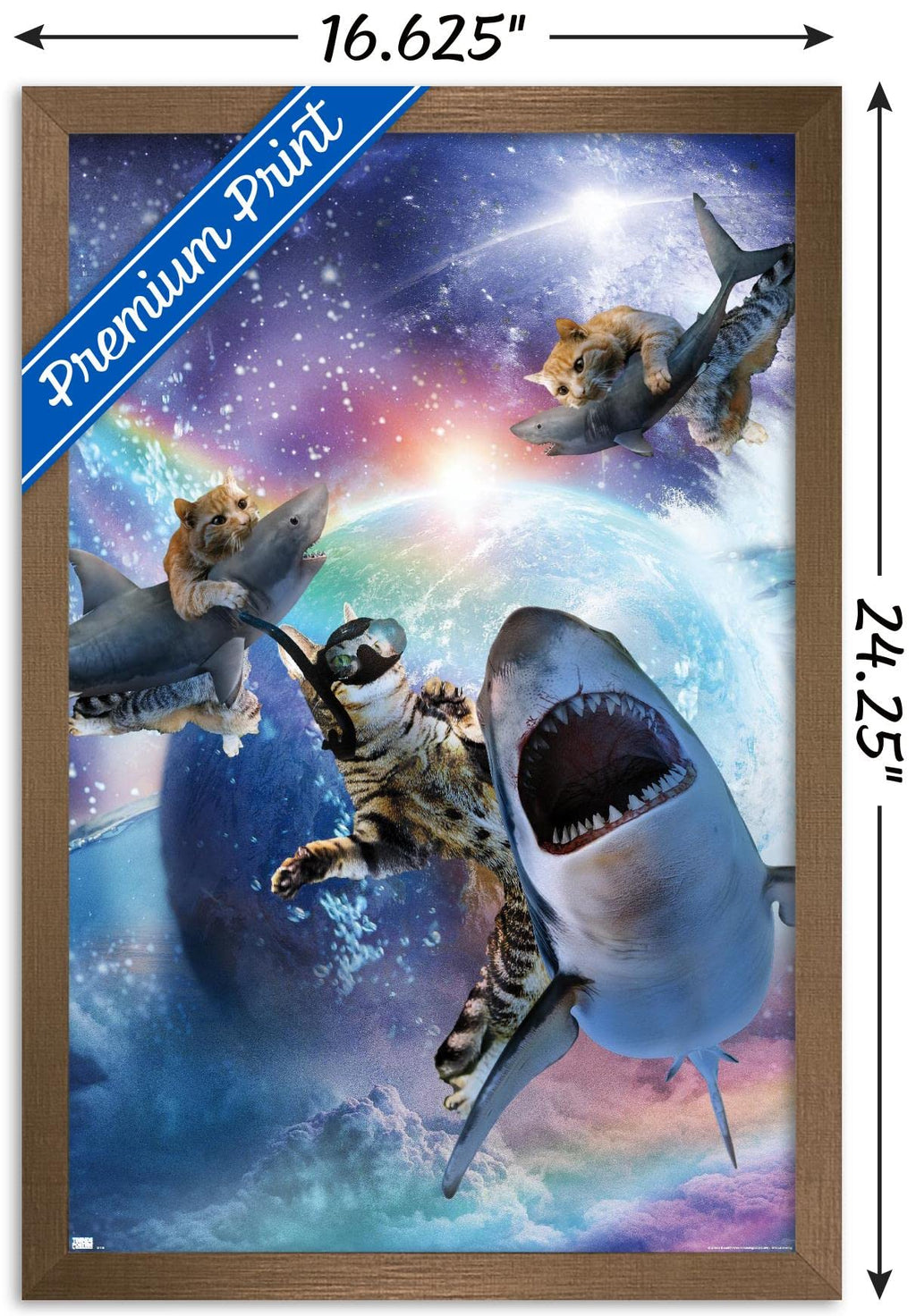 Trends International James Booker - Galaxy Cat Sharks Wall Poster