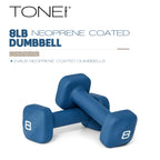 Tone Fitness 8 lb Neoprene Dumbbell Pair for Home Workouts - Non-Slip Design - Blue