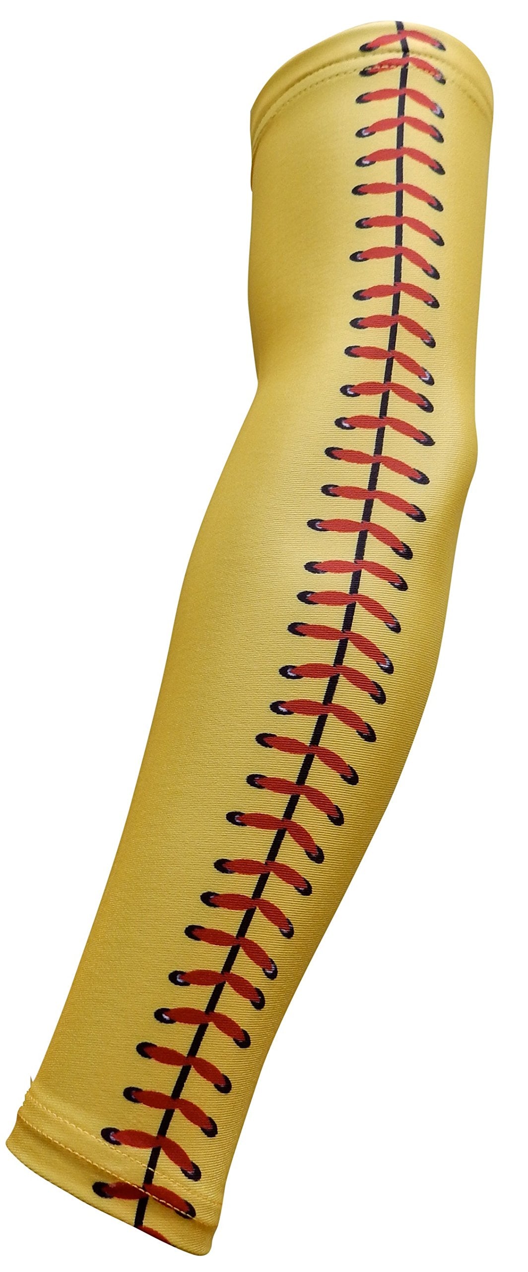 Sportsfarm New! Moisture Wicking Compression Arm Sleeve (Yellow Softball Stitches, Small)