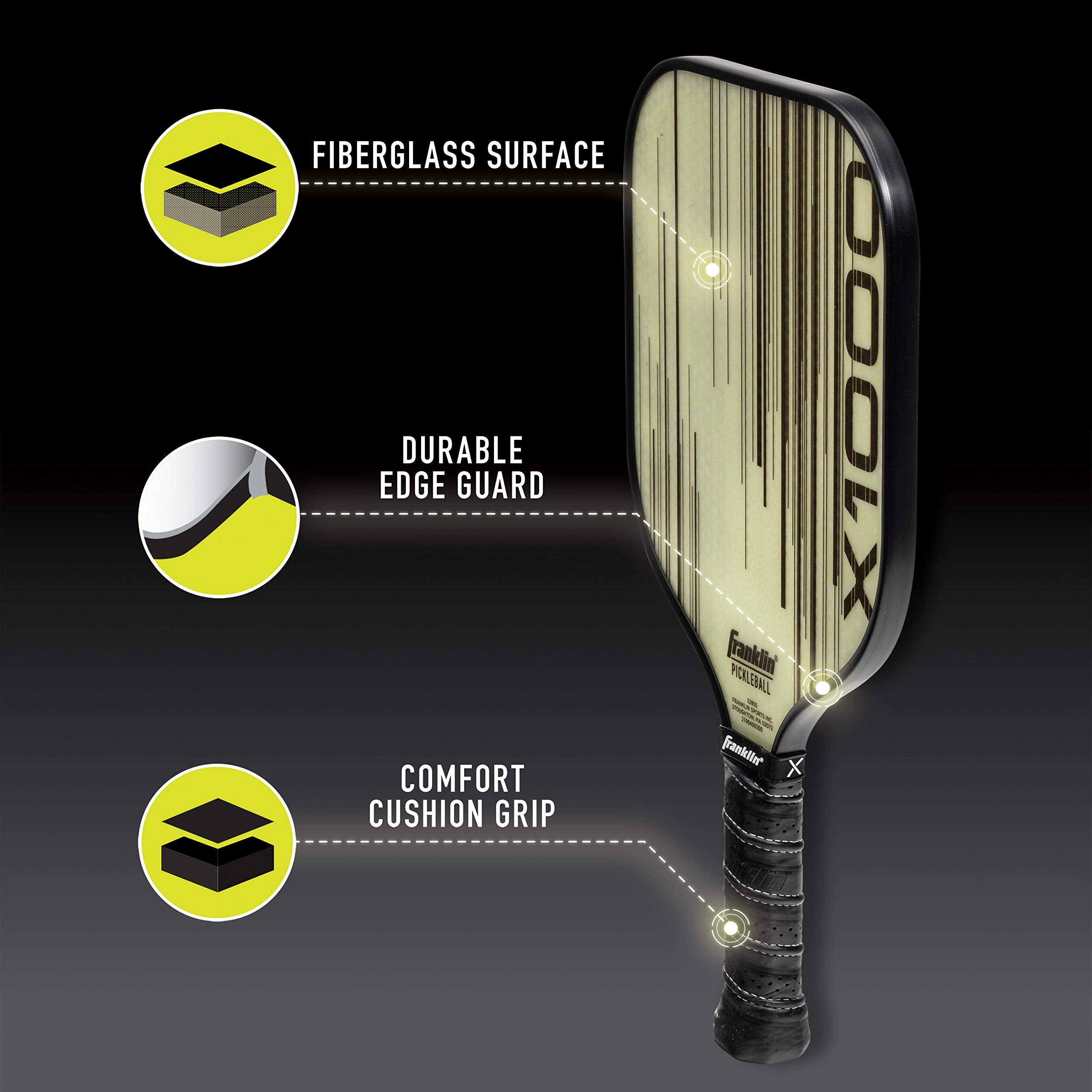 Franklin Sports Pickleball Paddle - X-1000 Polypropylene Core Pickleball Racket - Official Usa Pickleball (Usapa) Approved Pickl