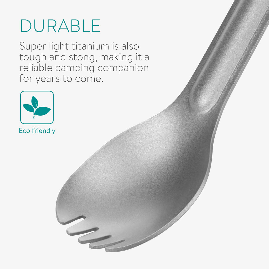 Navaris Long Handle Titanium Sporks (Set Of 2) - 84 (215Cm) Long Metal Spork Set For Backpacking And Camping - Strong Ultra Ligh