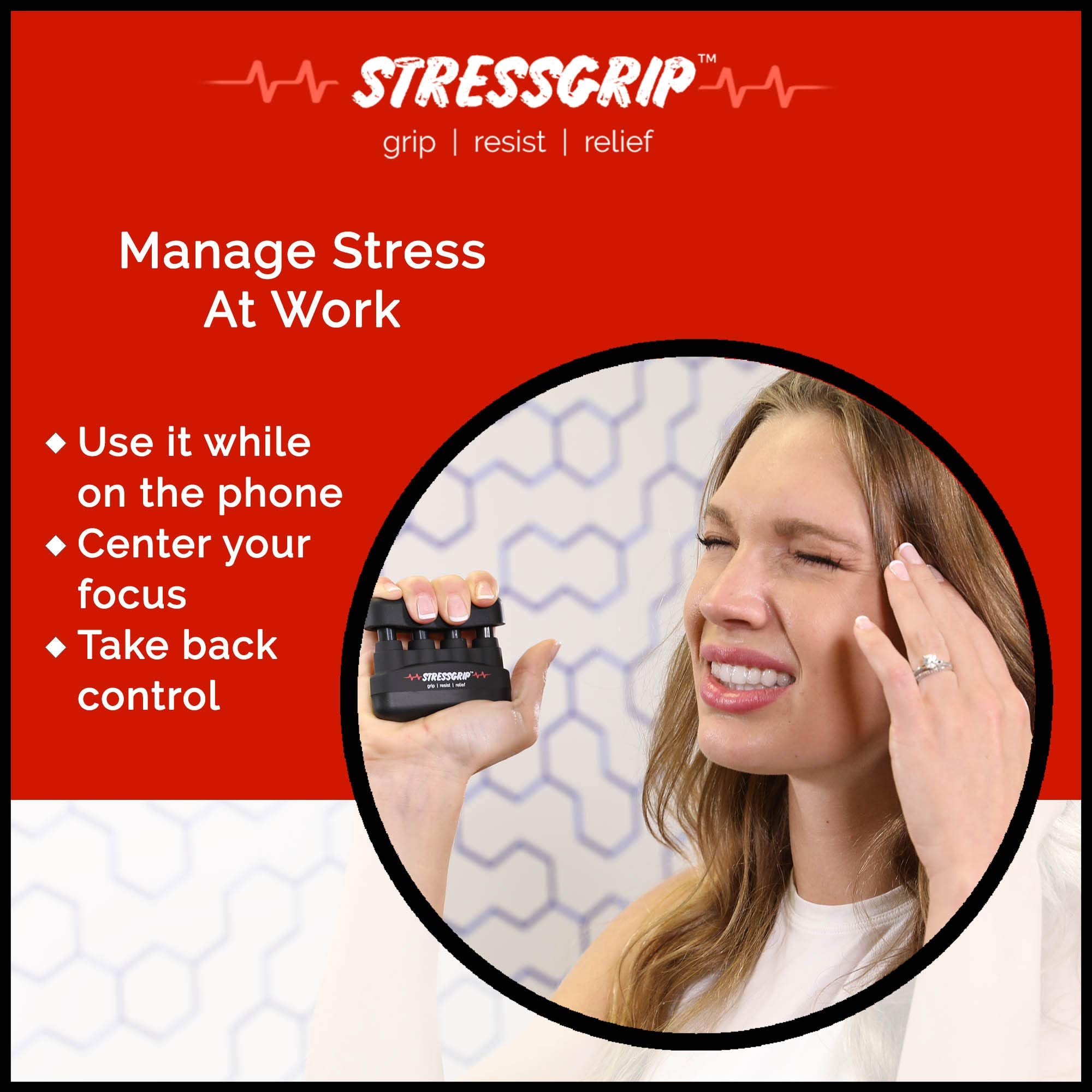 Stressgrip - The Stress Ball For Adults (Medium) A Stress & Anxiety Relief Device - Comfortable Hand Exerciser - Stress Reliever