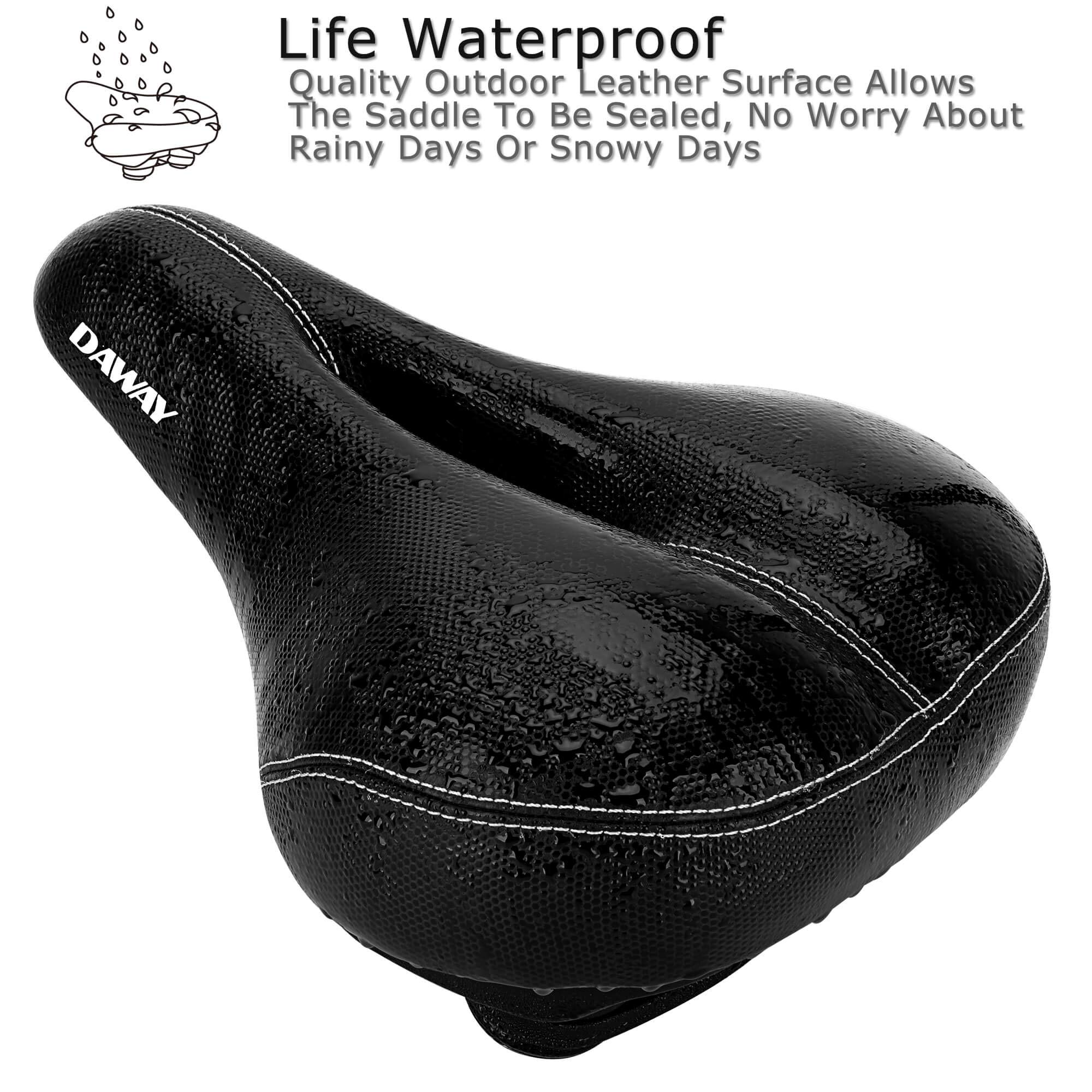 Daway Comfortable Wide Bike Seat - C10 Soft Foam Padded Exercise Bicycle Saddle For Men Women Seniors, Shock Absorbing, Universa