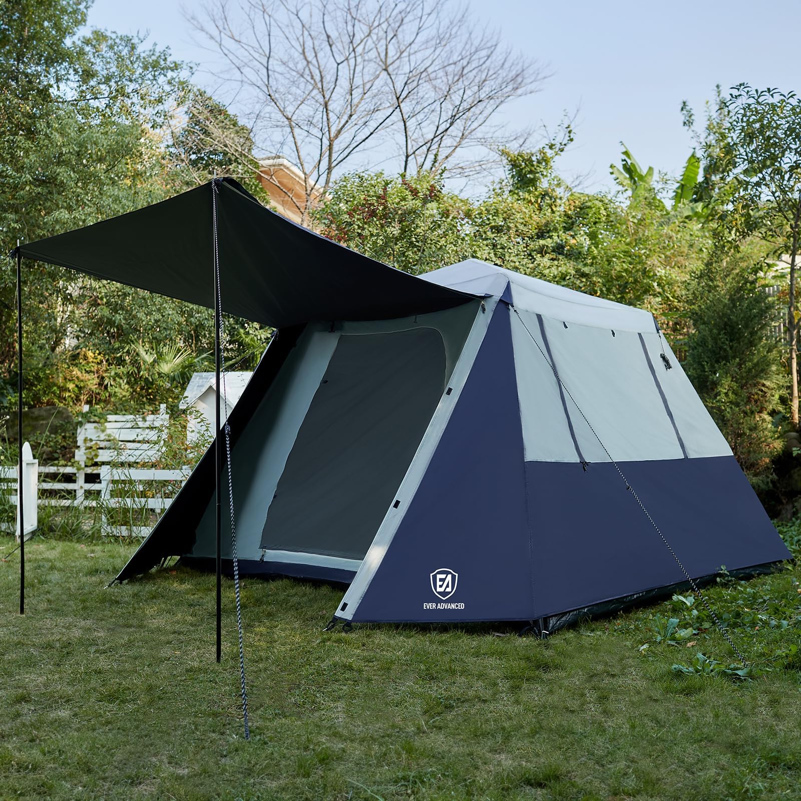 EVER ADVANCED Blackout 6 Person Camping Tent, Instant Cabin Tent for Family with Vestibule and Large Mesh Windows, 60s Easy Setu