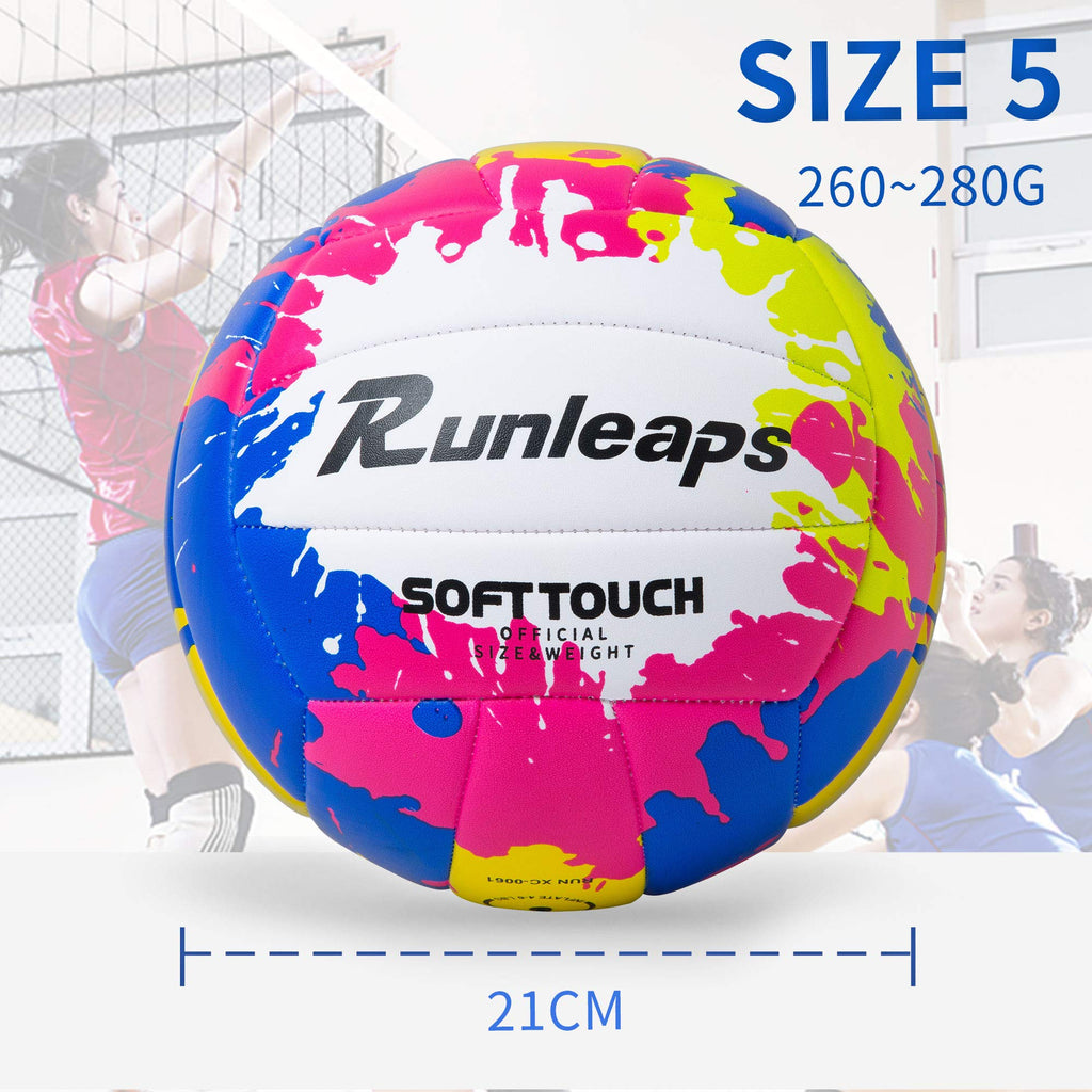 Beach Volleyball Official Size 5 - Runleaps Soft Waterproof Volleyball Sand Sports Pu Ball For Indoor, Outdoor, Pool, Gym, Train