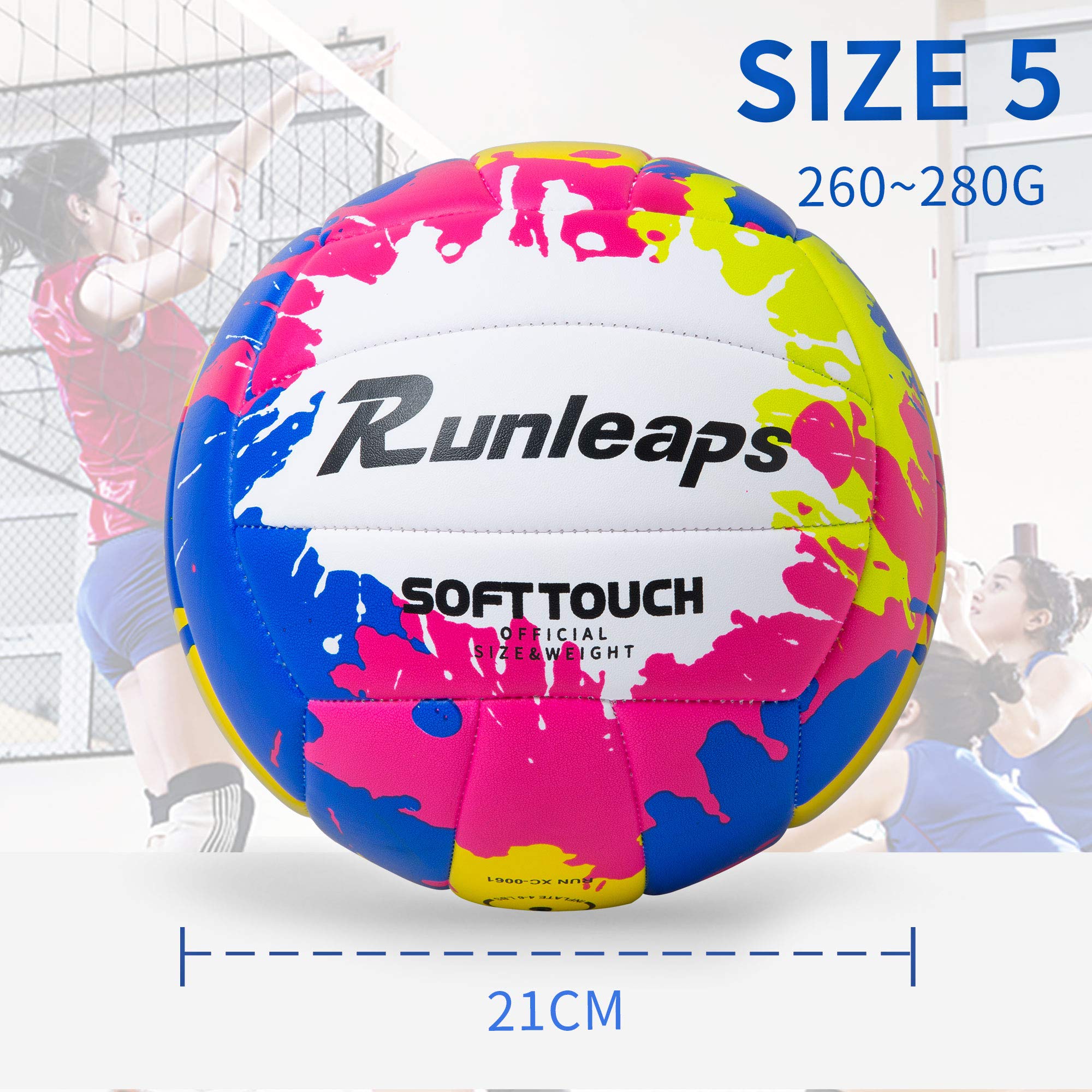 Beach Volleyball Official Size 5 - Runleaps Soft Waterproof Volleyball Sand Sports Pu Ball For Indoor, Outdoor, Pool, Gym, Train