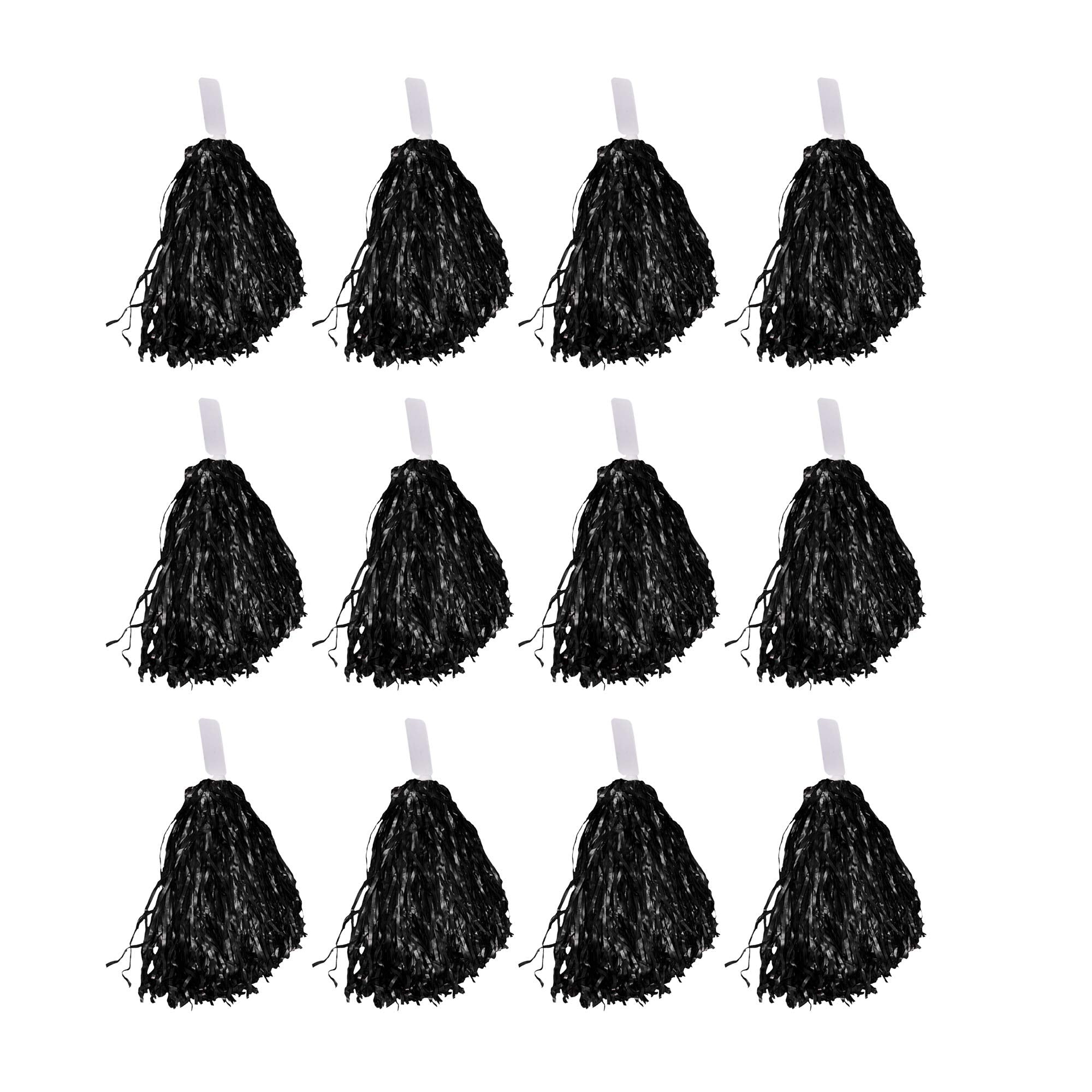 Windy City Novelties 12 Pack Black Cheerleader Pom Poms  Cheerleading Supplies Team Spirit Team Colors Sporting Events Halloween