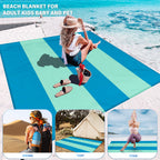 Famstar Beach Blanket Oversized Extra Large 78 X 81Waterproof Sandproof Beach Blanket 1-7 Adults Lightweight Durable For Travel