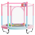 60 Trampoline for Kids, 5 FT Toddler Baby Trampoline with Safety Enclosure Net, Indoor or Outdoor Pink/Blue Small Trampolines wi