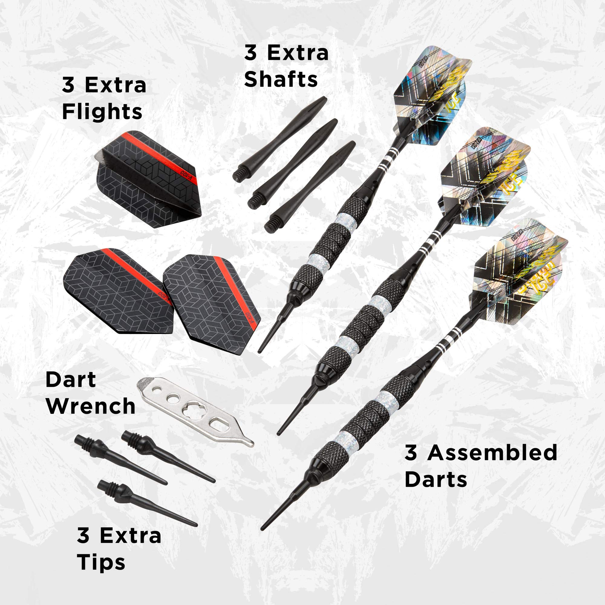 Viper Black Ice Soft Tip Darts With Silver Rings, 16 Grams