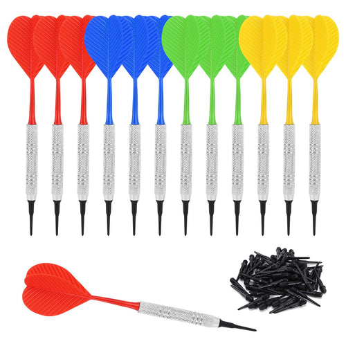 Accmor 12 Pcs Soft Tip Darts, Bar Dart, Plastic Tip Darts Set, Soft Tip Darts For Electronic/Plastic Dartboard,Attach Extra 100 