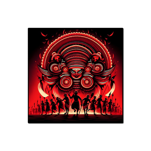 95MILES GARMENTS Theyyam of Fridge Magnets for Home Office Kitchen Refrigerator Door Wooden Decor Souvenir Gift (L x H 3.5 x 3.5