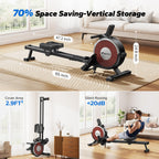 Rowing Machine, Merach Bluetooth Magnetic Rower Machine With Dual Slide Rail, 16 Levels Of Electromagnetic Resistance, Max 350Lb