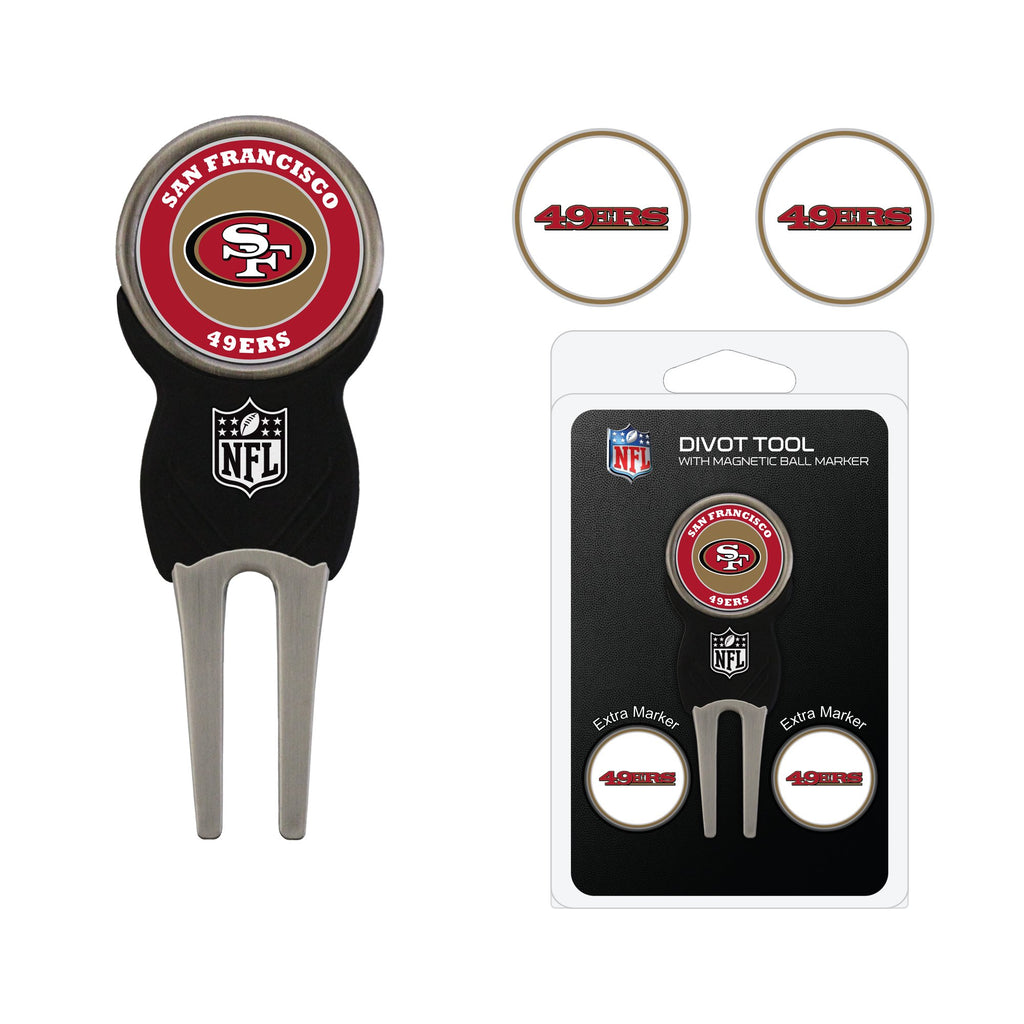 Team Golf Nfl San Francisco 49Ers Divot Tool Pack With 3 Golf Ball Markers Divot Tool With 3 Golf Ball Markers Pack, Markers Are
