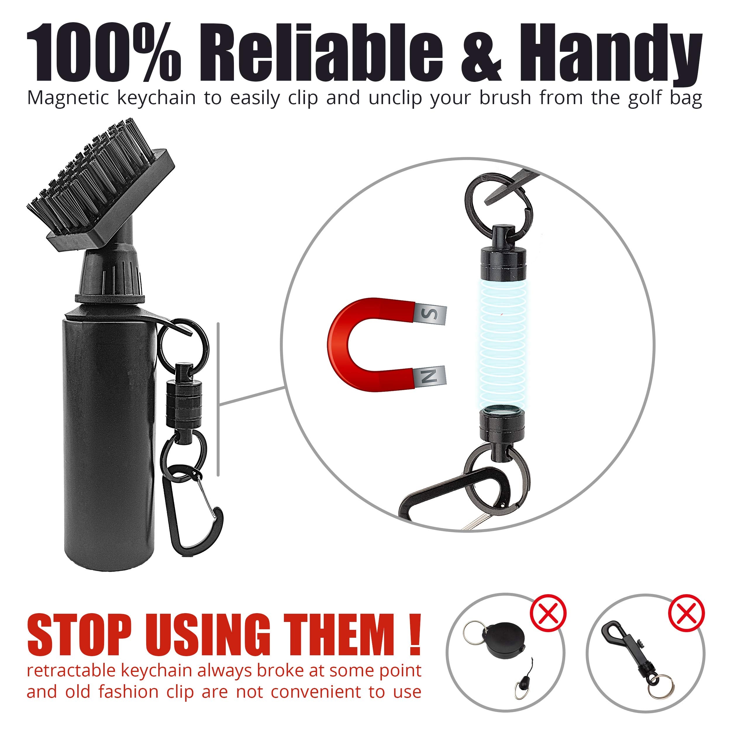 59Golf - Golf Club Cleaning Kit : Foaming Golf Club Brush With Water/Soap Tank + Golf Club Towel + Golf Ball Towel + Magnetic Ke