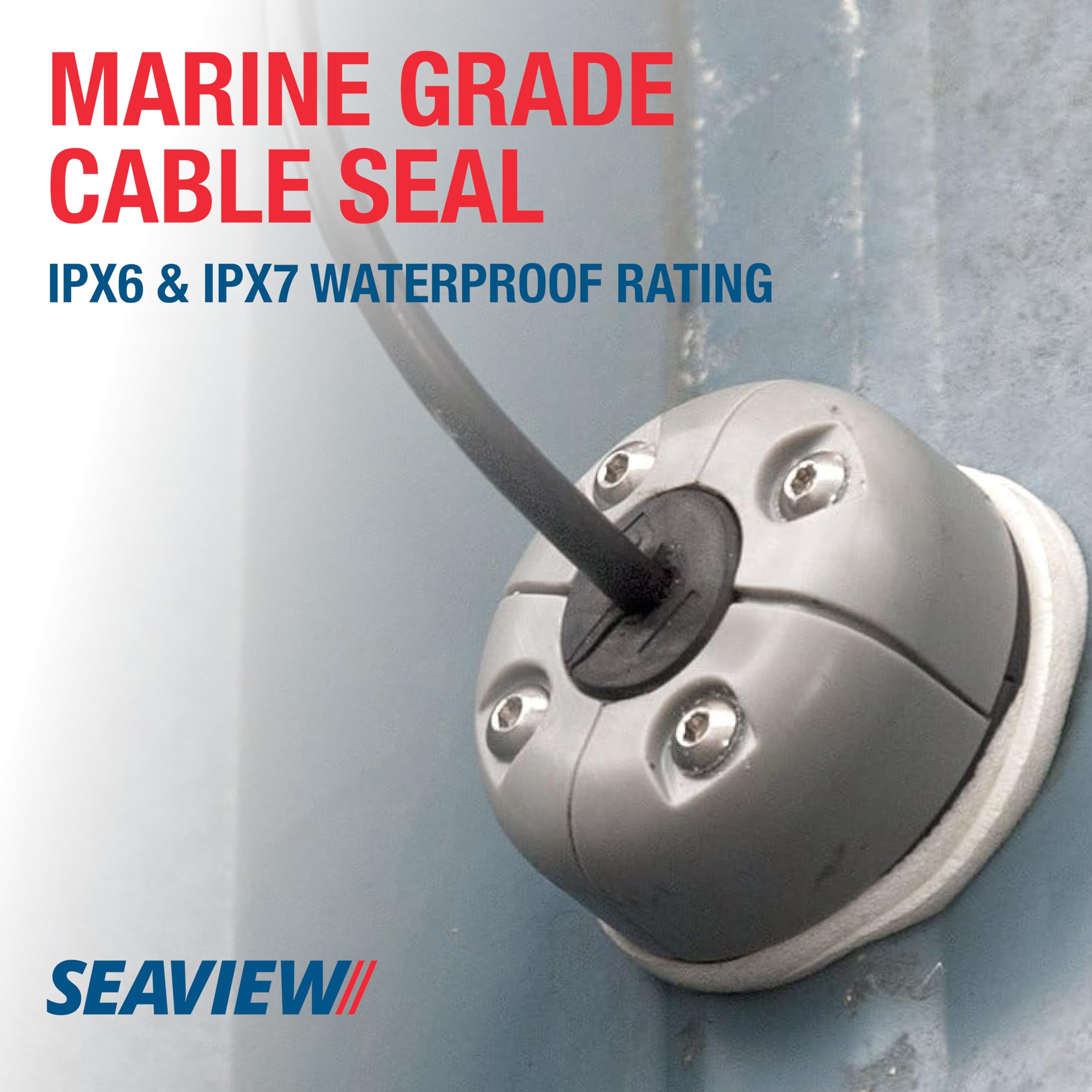 Seaview | Retro Fit Cable Gland | Marine Grade Waterproof Cable Pass Through Cable Seal | Cg30Pg2 - Grey Plastic