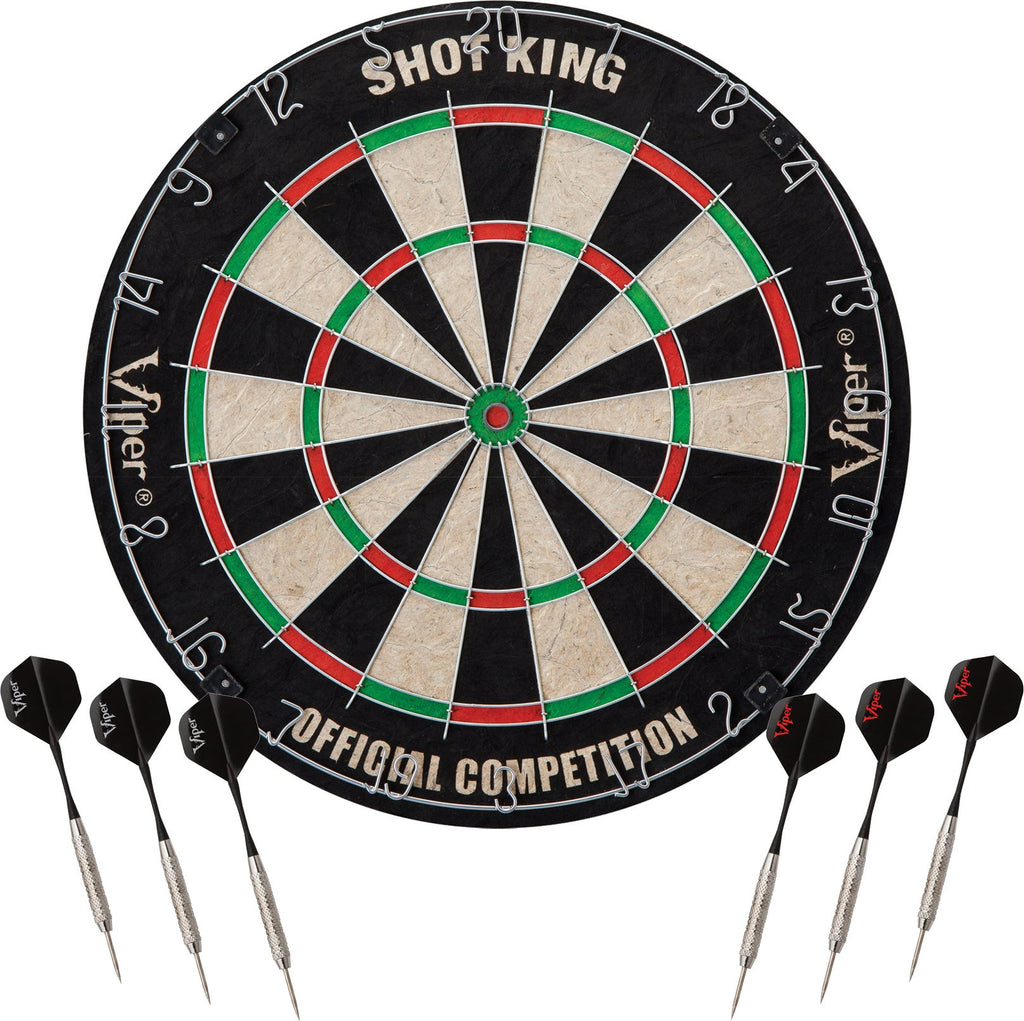 Viper By Gld Products Viper Vault Cabinet & Shot Sisal/Bristle Ready-To-Play Bundle: Elite Set (Shot King Dartboard, Darts, Shad