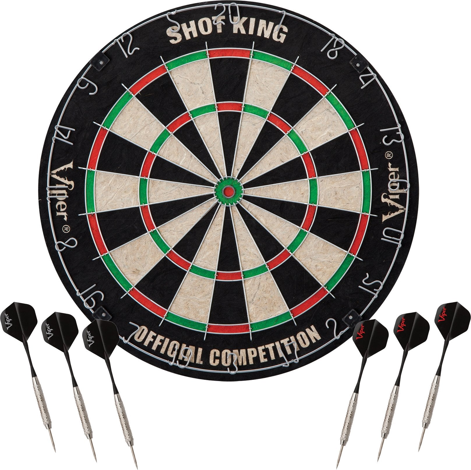 Viper By Gld Products Viper Vault Cabinet & Shot Sisal/Bristle Ready-To-Play Bundle: Elite Set (Shot King Dartboard, Darts, Shad