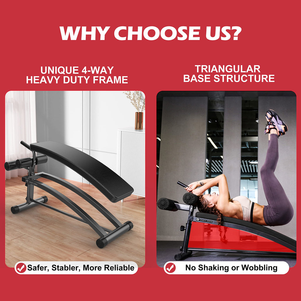 Gym-Quality Sit Up Bench With Reverse Crunch Handle - Solid Ab Workout Equipment For Your Home Gym. More Effective Than An Ab Ma