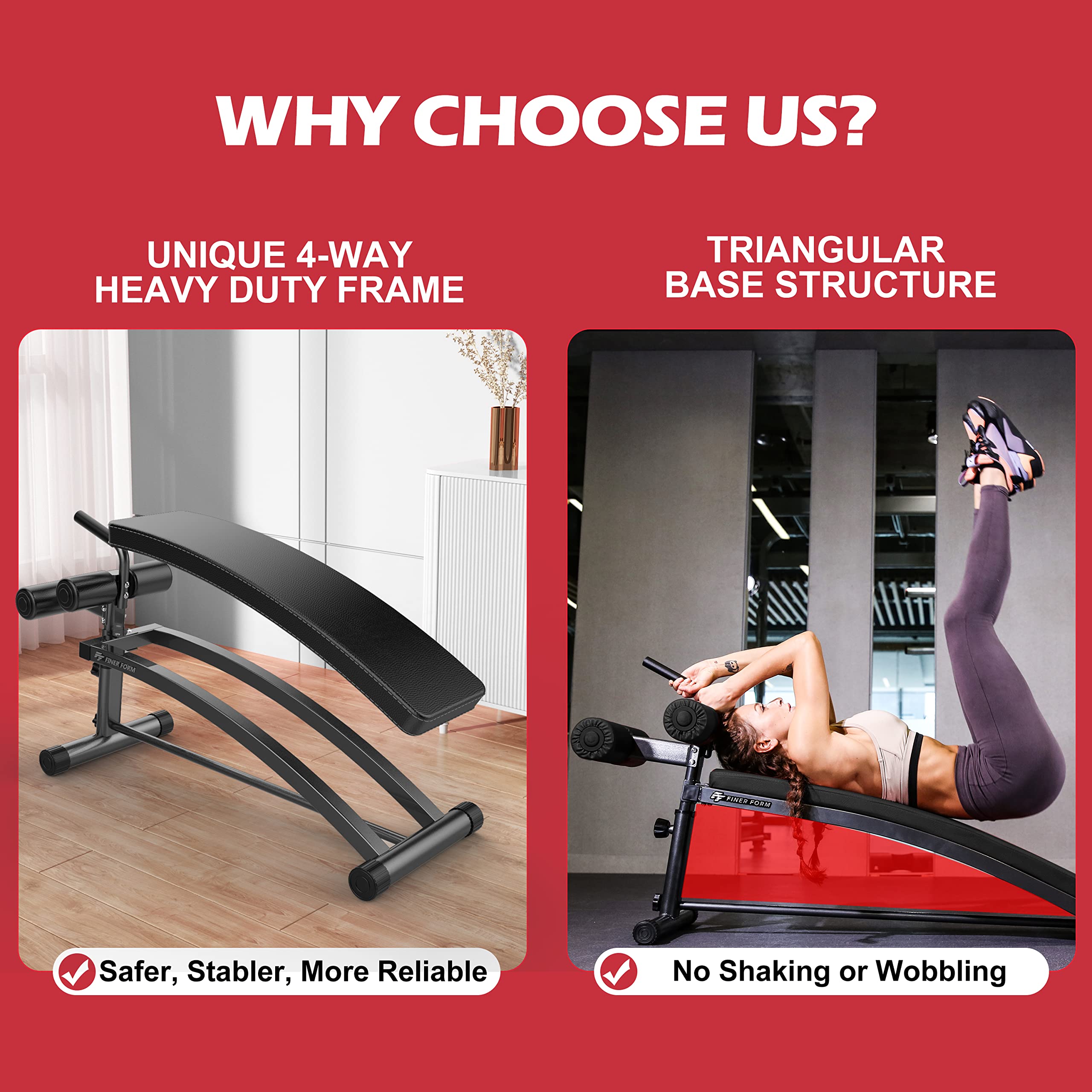 Gym-Quality Sit Up Bench With Reverse Crunch Handle - Solid Ab Workout Equipment For Your Home Gym. More Effective Than An Ab Ma