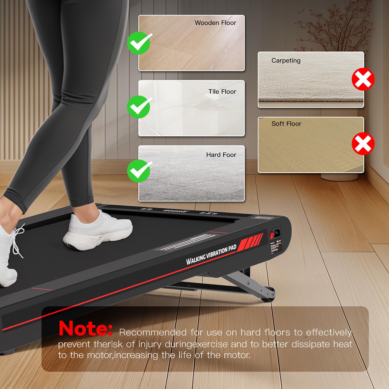 Sperax Walking Vibration Pad with Manual Incline,4-in-1 Under Desk Treadmill with APP Vibration Machine, Suitable for Home and O