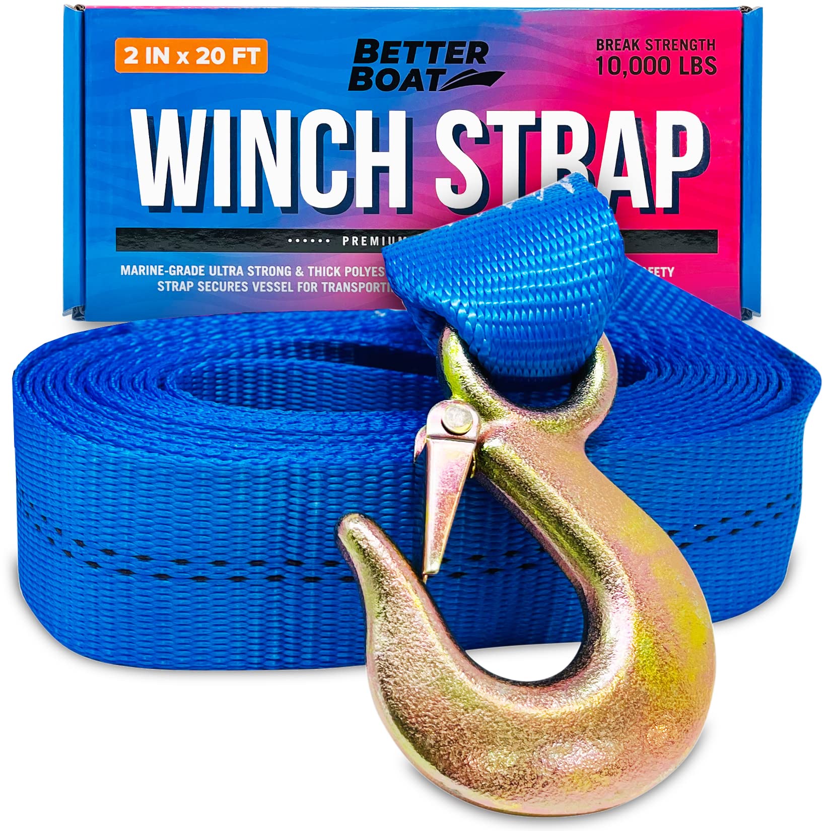 Boat Trailer Winch Strap With Hook Bow Boat Winch Strap Replacement For Hand Crank Trailer Heavy Duty Winch Strap With Hook Towi