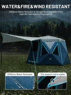 Timber Ridge 4-6 Person Pop Up Hub Tent, Easy 60 Second Setup, Weather Resistant Camping Family Cabin Tent With Rain Fly And Whe