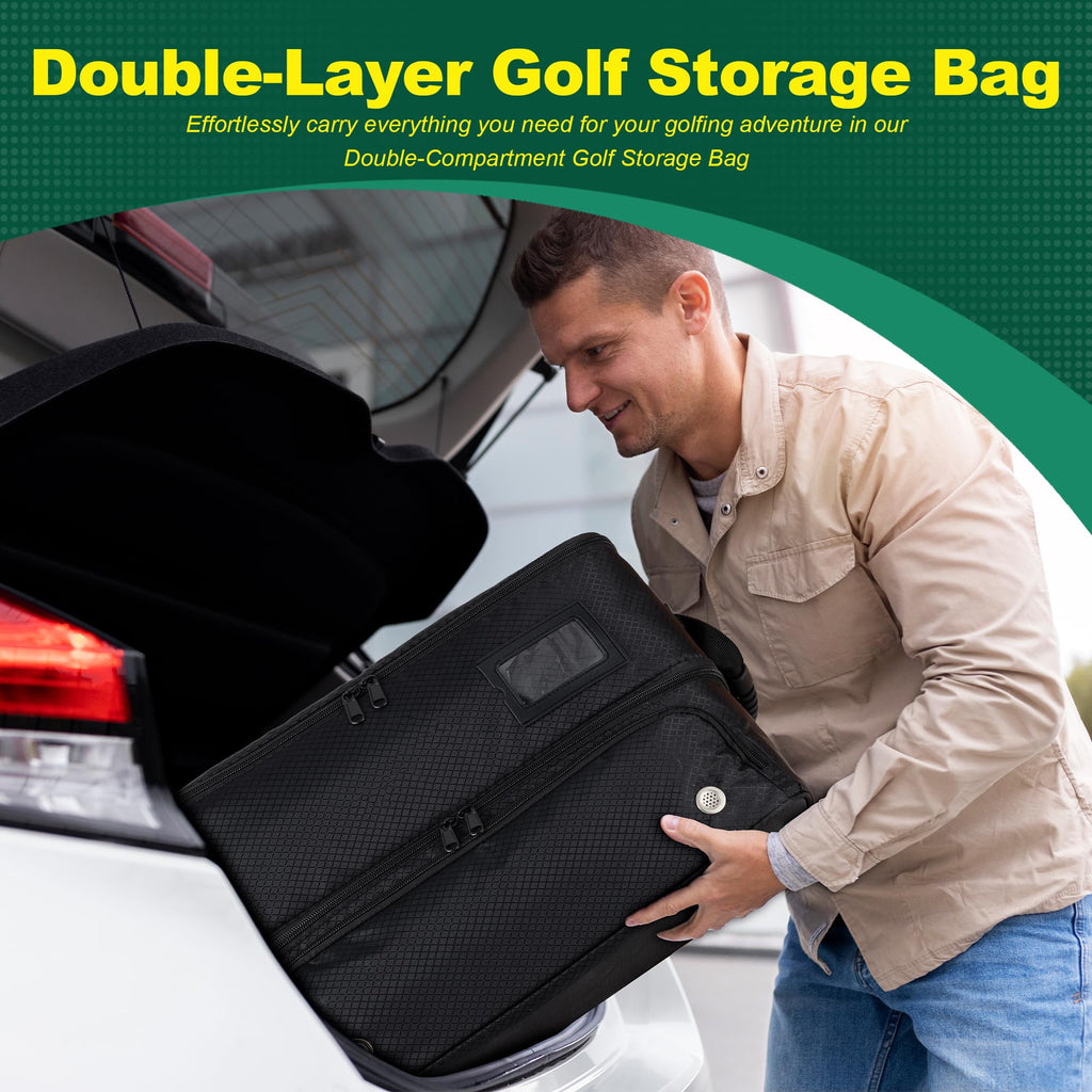 Himal Himal2 Layer Golf Trunk Organizer, Collapsible & Foldable Golf Travel Storage,Waterproof Car Golf Bag With Independent Ven